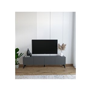 Antrasit Ergonomik 4 Kapaklı Mdf Tv Ünitesi 160 X 30 X 45 - Modern Ve Fonksiyonel Tasarım