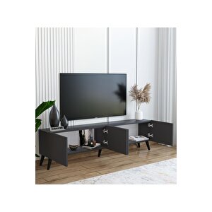 Antrasit Ergonomik 4 Kapaklı Mdf Tv Ünitesi 160 X 30 X 45 - Modern Ve Fonksiyonel Tasarım