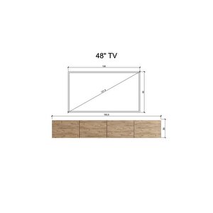 Duvara Monte Modern Minimalist Atlantik Çam Tv Ünitesi Mdf 160 Cm