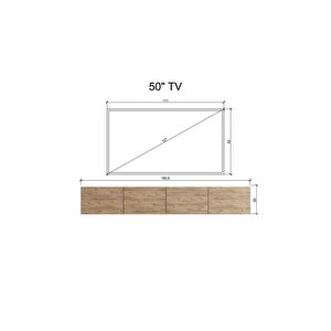 Duvara Monte Modern Minimalist Atlantik Çam Tv Ünitesi Mdf 160 Cm
