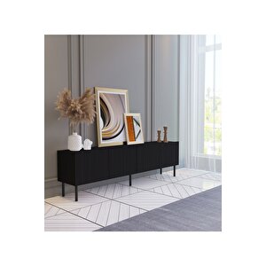 Şık Ve Minimalist 160 Cm Demir Ayak Siyah Tv Ünitesi - Ideal Ebatlarla Modern Tasarım