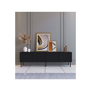 Şık Ve Minimalist 160 Cm Demir Ayak Siyah Tv Ünitesi - Ideal Ebatlarla Modern Tasarım