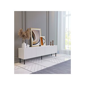 Şık Ve Minimalist 160 Cm Demir Ayak Beyaz Tv Ünitesi - Ideal Ebatlarla Modern Tasarım