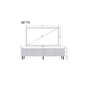 Şık Ve Minimalist 160 Cm Demir Ayak Beyaz Tv Ünitesi - Ideal Ebatlarla Modern Tasarım