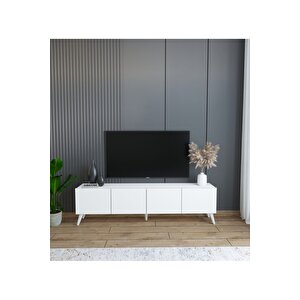 Beyaz Ergonomik 4 Kapaklı %100 Mdf Tv Ünitesi 160 X 30 X 45 - Modern Ve Fonksiyonel Tasarım