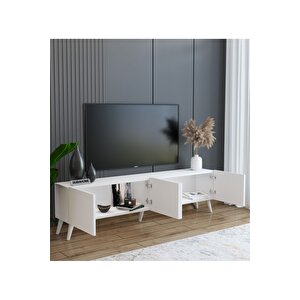 Beyaz Ergonomik 4 Kapaklı %100 Mdf Tv Ünitesi 160 X 30 X 45 - Modern Ve Fonksiyonel Tasarım