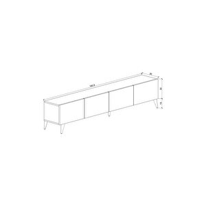 Beyaz Ergonomik 4 Kapaklı %100 Mdf Tv Ünitesi 160 X 30 X 45 - Modern Ve Fonksiyonel Tasarım