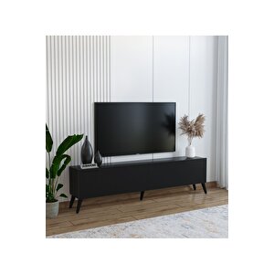 Siyah Ergonomik 4 Kapaklı %100 Mdf Tv Ünitesi 160 X 30 X 45 - Modern Ve Fonksiyonel Tasarım
