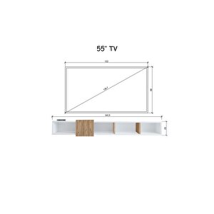Slimline Beyaz Duvara Monte Açık Raflı Minimalist Tv Ünitesi  160 Cm - Şık Ve Fonksiyonel Tasarım