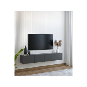 Duvara Monte Modern Minimalist Antrasit Tv Ünitesi Mdf 160 Cm