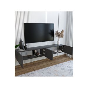 Duvara Monte Modern Minimalist Antrasit Tv Ünitesi Mdf 160 Cm