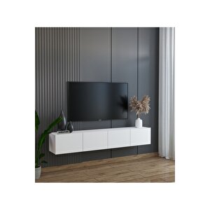 Duvara Monte Modern Minimalist Beyaz Tv Ünitesi Mdf 160 Cm