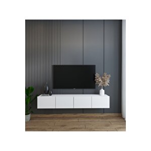 Duvara Monte Modern Minimalist Beyaz Tv Ünitesi Mdf 160 Cm