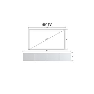 Duvara Monte Modern Minimalist Beyaz Tv Ünitesi Mdf 160 Cm