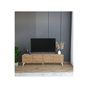 Ahşap Görünümlü Mdf 4 Kapaklı Tv Ünitesi 160 X 30 X 45 - Modern Ve Fonksiyonel Tasarım
