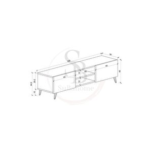 Beyaz Modern 120 Cm 2 Kapaklı Raflı Tv Ünitesi Modüler Tv Sehpası Mdf