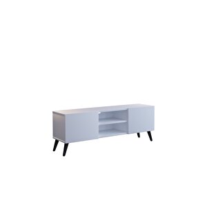 Beyaz Modern 120 Cm 2 Kapaklı Raflı Tv Ünitesi Modüler Tv Sehpası Mdf