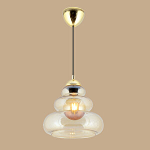 Isabel Cam Sarkıt Avize Bal (25x75 Cm) Bal Köpüğü