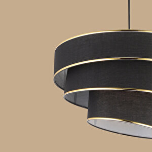 Levi 3 Katlı Sarkıt Avize Siyah (40x70 Cm) Siyah