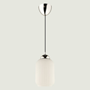 Evisa Camlı Tekli Sarkıt Avize Beyaz (20x70 Cm) Beyaz