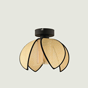 Nerida Plafonyer Rattan Avize Krem-siyah (26x20 Cm) Krem-siyah