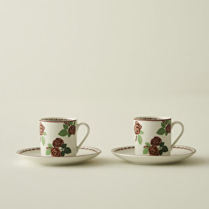 Rose 2'li Porselen Kahve Fincanı Seti (90 Cc) Çok Renkli