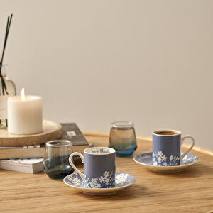 Thankful 2'li Porselen Kahve Fincanı Seti Mavi (90 Cc) Mavi