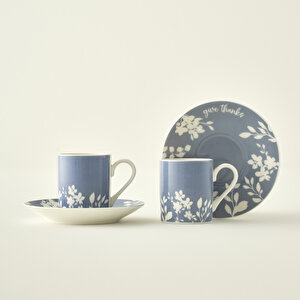 Thankful 2'li Porselen Kahve Fincanı Seti Mavi (90 Cc) Mavi