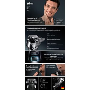 Braun Series 8 Elektrikli Tıraş Makinesi, Islak Ve Kuru, Şarj Standı, 8617s