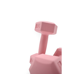 1 Kg X 2 Adet Köşeli Fuşya Plastik Dambıl Ağırlık Seti