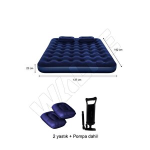 Double Çift Kişilik Şişme Yatak Seti (2 Yastık + Pompa Dahil) 191*137*22 Cm 2200
