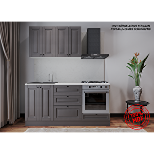 Duru 180 Cm Hazir Mutfak Dolabi Tamami Mdf, Antrasit Antrasit