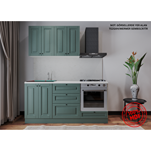 Duru 180 Cm Hazir Mutfak Dolabi Tamami Mdf, Yeşil Yeşil