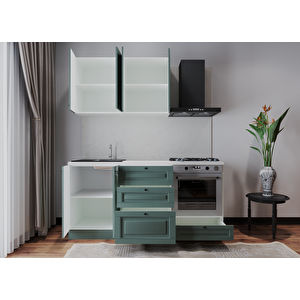 Duru 180 Cm Hazir Mutfak Dolabi Tamami Mdf, Yeşil Yeşil