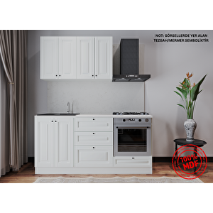 Duru 180 Cm Hazir Mutfak Dolabi Tamami Mdf, Beyaz Beyaz