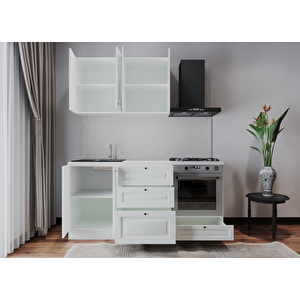 Duru 180 Cm Hazir Mutfak Dolabi Tamami Mdf, Beyaz Beyaz