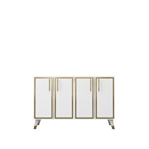 8193km-128ct Konsol,kahve Köşesi̇,ayakkabilik,ofi̇s Evrak Dolabi,mutfak Ki̇ler Dolabi,tv Üni̇tesi̇-BEYAZ-ALTIN