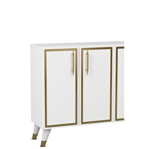 8193km-128ct Konsol,kahve Köşesi̇,ayakkabilik,ofi̇s Evrak Dolabi,mutfak Ki̇ler Dolabi,tv Üni̇tesi̇-BEYAZ-ALTIN