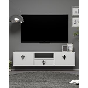 1315dropct-32 Duvara Montaj Tv Sehpasi-beyaz-siyah-gümüş Beyaz-Gümüş