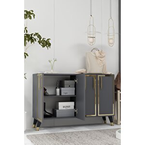 8193km-128ct Konsol,kahve Köşesi̇,ayakkabilik,ofi̇s Evrak Dolabi,mutfak Ki̇ler Dolabi,tv Üni̇tesi̇-ANTRASİT-ALTIN Antrasit Gold