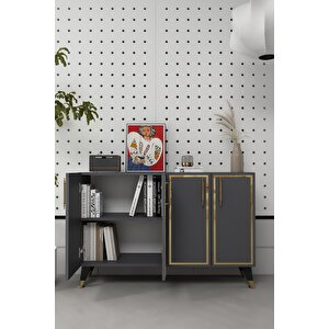 8193km-128ct Konsol,kahve Köşesi̇,ayakkabilik,ofi̇s Evrak Dolabi,mutfak Ki̇ler Dolabi,tv Üni̇tesi̇-ANTRASİT-ALTIN