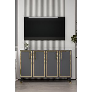 8193km-128ct Konsol,kahve Köşesi̇,ayakkabilik,ofi̇s Evrak Dolabi,mutfak Ki̇ler Dolabi,tv Üni̇tesi̇-ANTRASİT-ALTIN