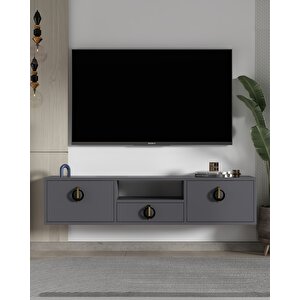 1320dropct-32 Duvara Montaj Tv Sehpasi ANTRASİT-ALTIN-SİYAH Antrasit Gold