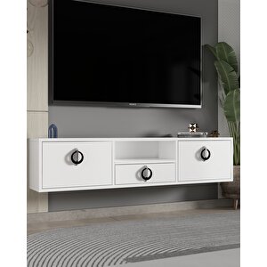 1320dropct-32 Duvara Montaj Tv Sehpasi-BEYAZ-GÜMÜŞ-SİYAH Beyaz-Gümüş