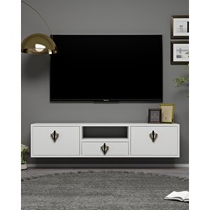 1315dropct-32 Duvara Montaj Tv Sehpasi-beyaz-siyah-altın