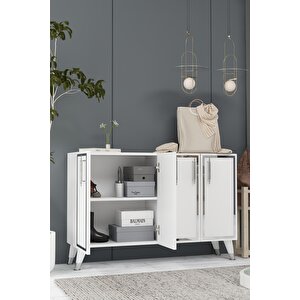 8193km-128ct Konsol,kahve Köşesi̇,ayakkabilik,ofi̇s Evrak Dolabi,mutfak Ki̇ler Dolabi,tv Üni̇tesi̇-beyaz-gümüş Beyaz-Gümüş