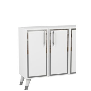 8193km-128ct Konsol,kahve Köşesi̇,ayakkabilik,ofi̇s Evrak Dolabi,mutfak Ki̇ler Dolabi,tv Üni̇tesi̇-beyaz-gümüş