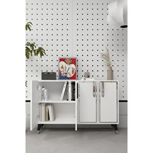 8194km-128ct Konsol,kahve Köşesi̇,ayakkabilik,ofi̇s Evrak Dolabi,mutfak Ki̇ler Dolabi,tv Üni̇tesi̇-beyaz-gümüş