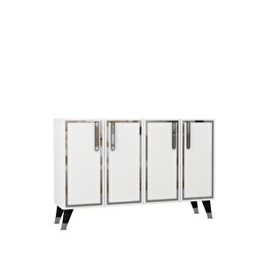 8194km-128ct Konsol,kahve Köşesi̇,ayakkabilik,ofi̇s Evrak Dolabi,mutfak Ki̇ler Dolabi,tv Üni̇tesi̇-beyaz-gümüş