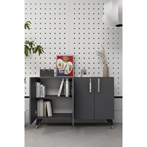 8191km-128ct Konsol,kahve Köşesi̇,ayakkabilik,ofi̇s Evrak Dolabi,mutfak Ki̇ler Dolabi,tv Üni̇tesi̇-ANTRASİT-GÜMÜŞ